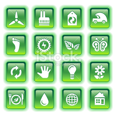 Green ecological vector buttons with green glow for web sites and applications. Related vectors: