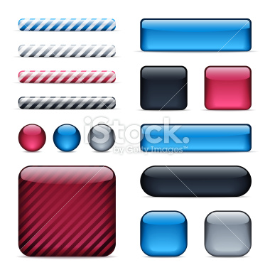 Set of glossy buttons and bars in 4 colors. Files included: