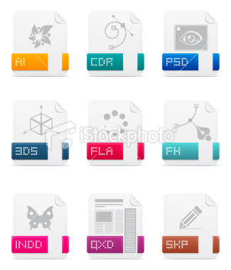 Set of 9 file type vector icons. To see other icons in this gallery click on the image below: