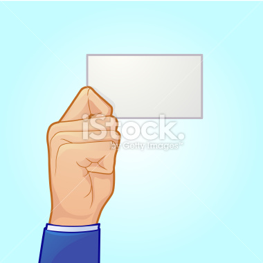 Vector illustration of a hand of a business man holding a business card.