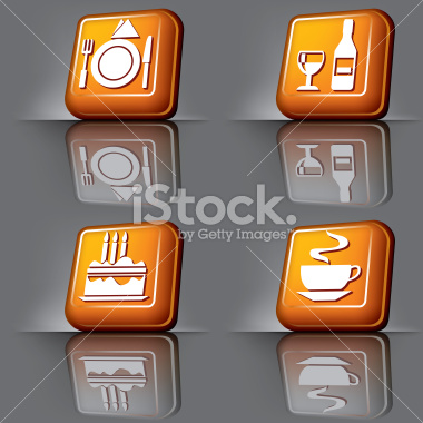 set of vector volume buttons with the symbols of food