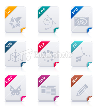 Set of 9 file type vector icons. To see other icons in this gallery click on the image below: