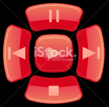Beautiful glossy red buttons set. Vector
