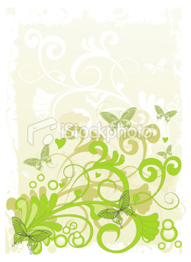 grunge floral background with butterflies - vector