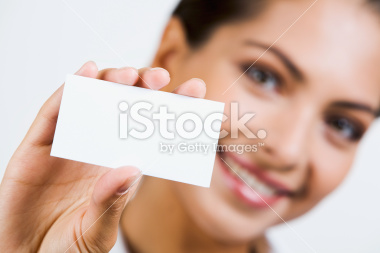 Close-up of professionala s white business card