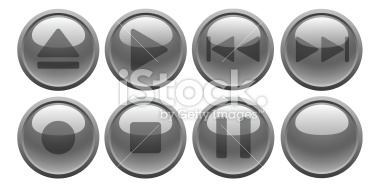 Grey media buttons. [Vector]