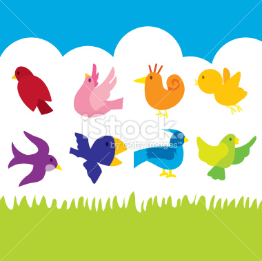 Simple Cartoon Birds in The Spring See related images: