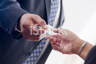 Two business people meeting for the first time, part of a series.