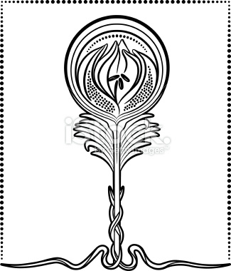 Decorative Art Nouveau floral design. This file is all black with no white fills, so whatever you put behind the artwork will show through.