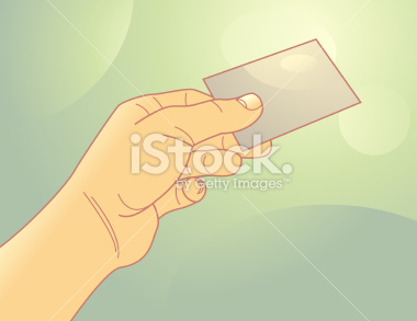 Giving business card.