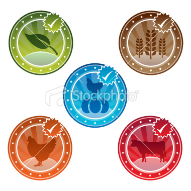 Collection of icons for Organic Products and Free Range Meat & Eggs.