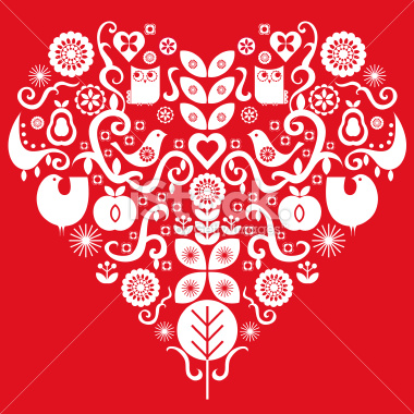 Folk art valentines heart design.