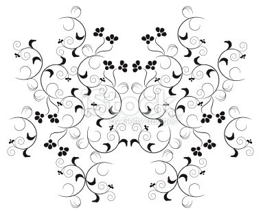 A swirly delicate pattern made of leaves, flowers and berries.