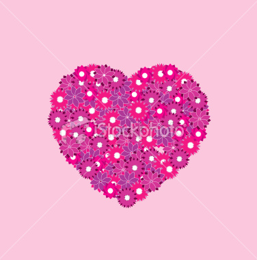 A Valentines day heart made up of flowers