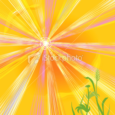 Hot rays of summer sun, few grass stems - abstract sunbeam vector background or design element. For more summer, beach and vacation backgrounds, illustrations and design elements please visit the following link: [url=http://www.istockphoto.com/file_searc
