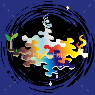 Four elements of nature - as puzzle pieces. For more jigsaw puzzle templates, patterns, design elements and samples of use please visit the following link: [url=http://www.istockphoto.com/file_search.php?action=file&lightboxID=2958177&removeCache