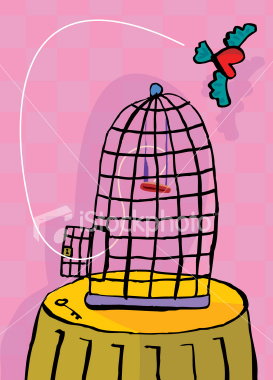 Heart flying free from cage