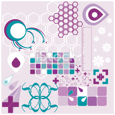 Miscellaneous Pink, Purple & Teal design Elements