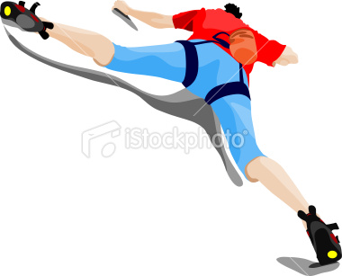 Free climber in full stretch