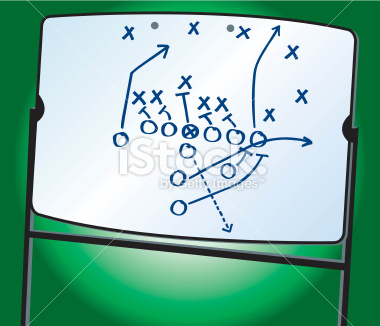 Graphic illustration of a football play board. Contemporary alternative to the outdated and over-used chalk board. Check out my "American Football Vector" light box for more. http://www.istockphoto.com/file_search.php?action=file&lightboxID=