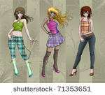 fashion girls posing   a...