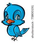 cartoon of blue bird. isolated...