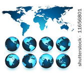 vector set of colored earth