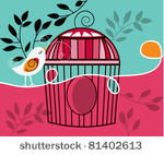whimsical singing bird with cage