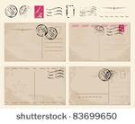 set of vintage postcards with...