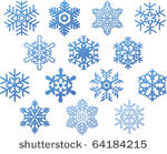 set of blue vector snowflakes