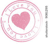 stamp  i love you . pink. a...