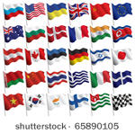 set of flags with waves and...