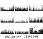 set of vector grass silhouettes ...