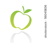 green line art apple isolated...