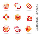 abstract red and orange icon...