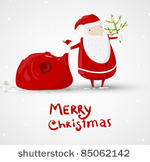 santa claus with gifts and fur...
