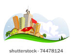 colorful abstract vector city . ...