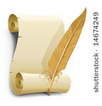 old paper with feather vector...