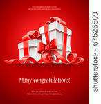 gift in box with red ribbon and ...