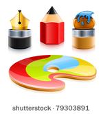 icons set of art tools pen...