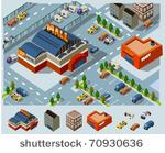 mall and grocery center. set of ...