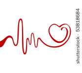 heart and ecg from red ribbon