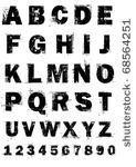 grunge full alphabet and numbers
