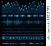 notes  buttons and sound waves. ...