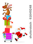santa claus running with...