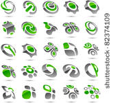 set of vector  green abstract...