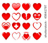 vector set of red hearts in...