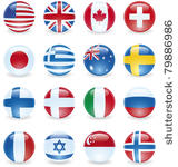 world flag buttons. uk  canada  ...