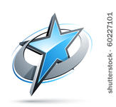 blue star in a chrome circle