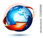 blue earth and red arrow